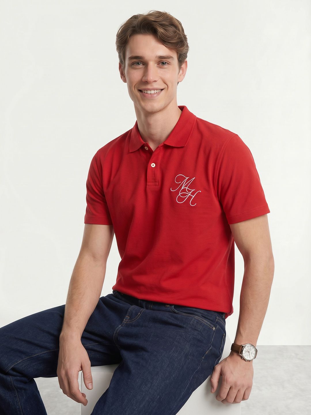 Mast & Harbour Polo Collar Pure Cotton T-shirt