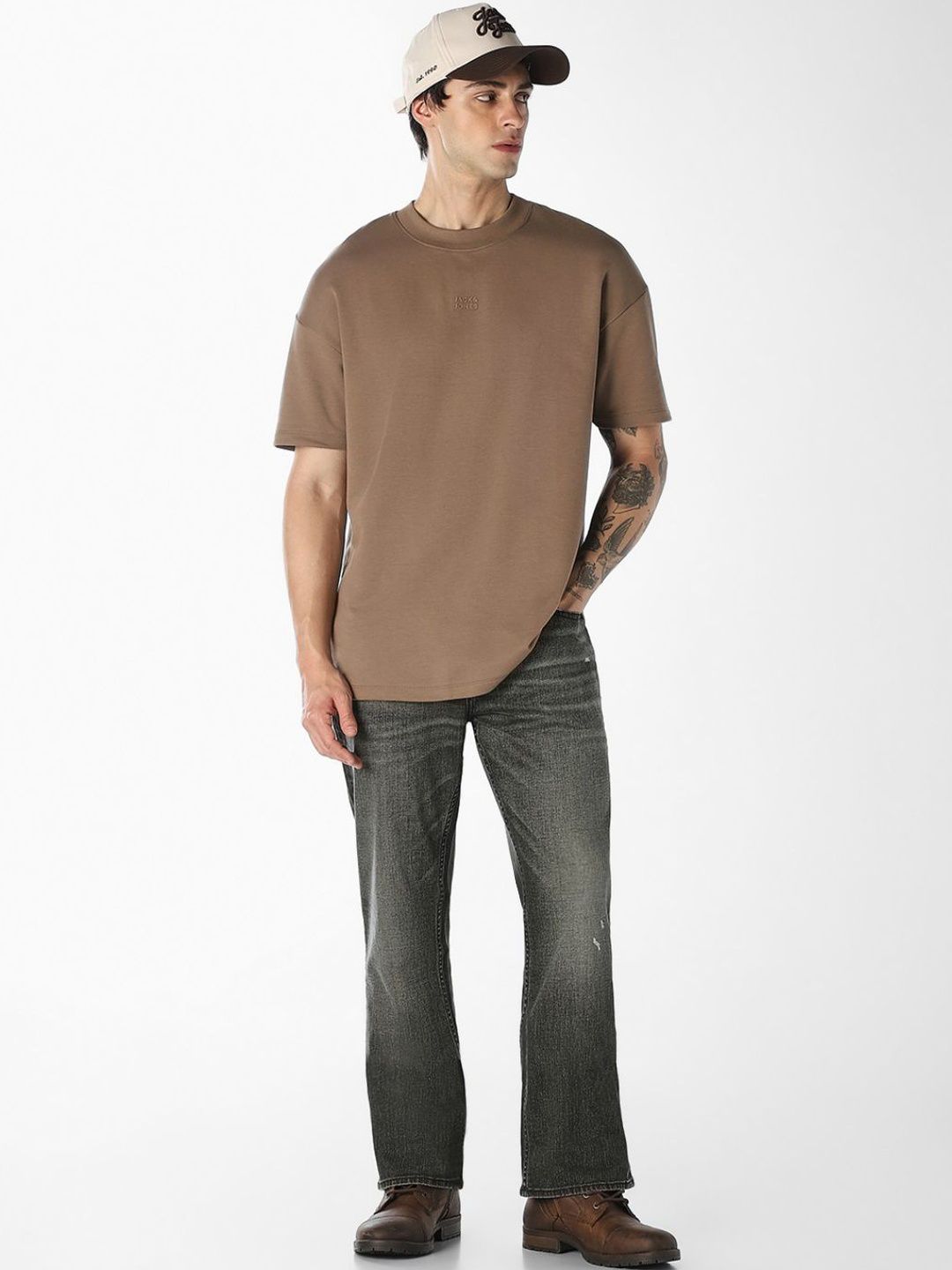 Bootcut High-Rise Mildly Distressed Light Fade Stretchable Jeans