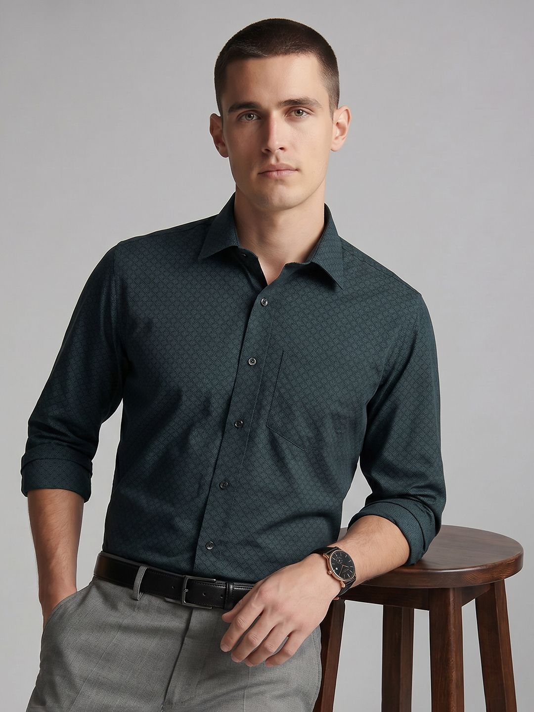 Van Heusen Micro Ditsy Printed Pure Cotton Formal Shirt
