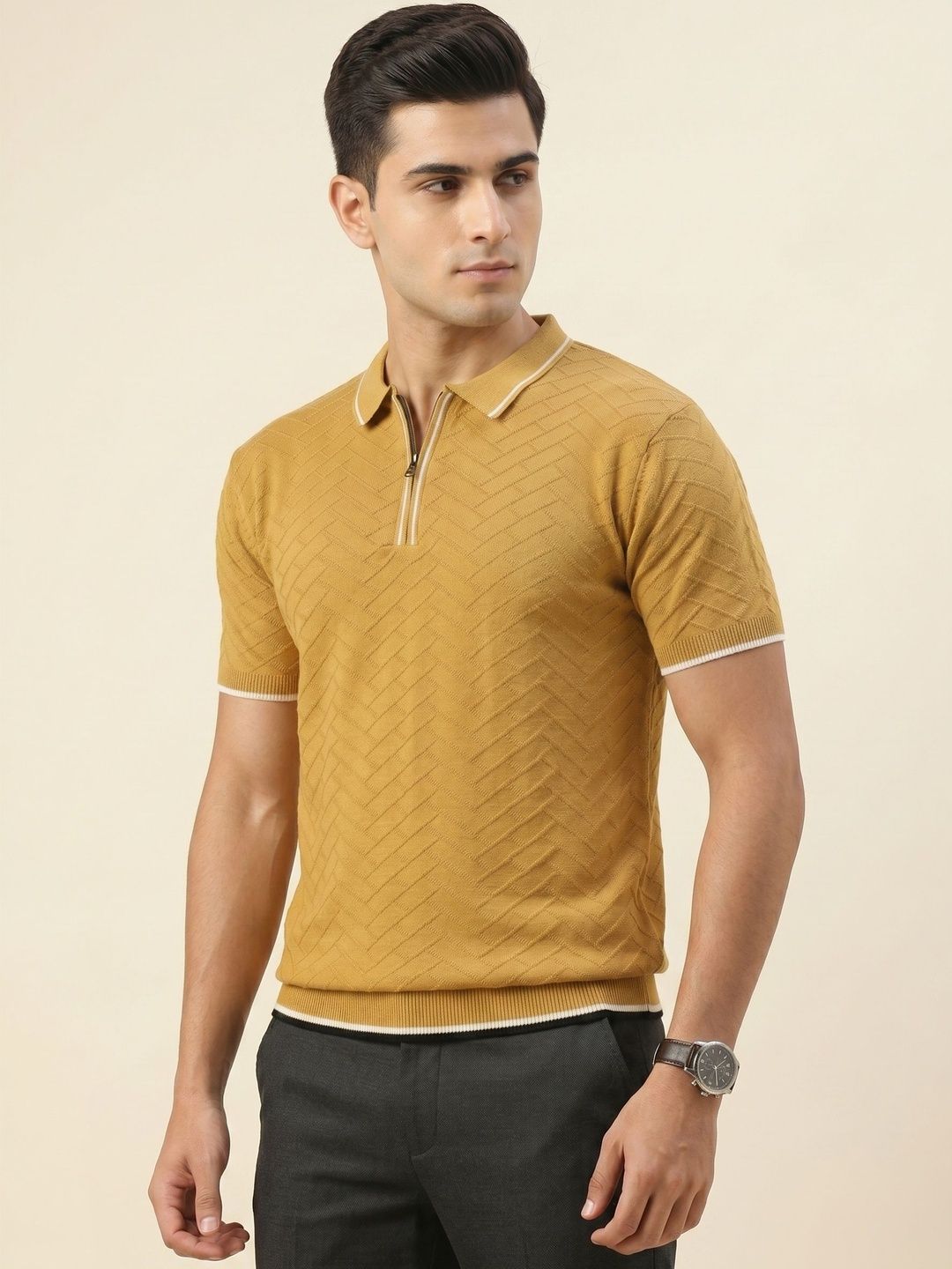 The Roadster Lifestyle Co Self Design  Polo Collar Tshirts