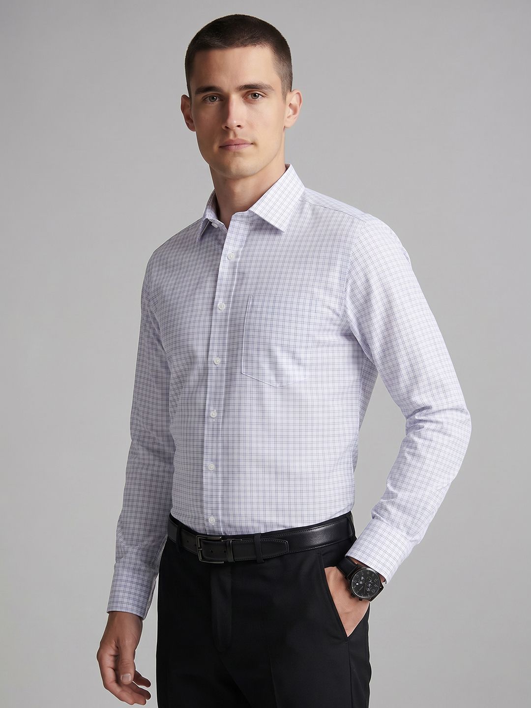 Van Heusen Slim Fit Checked Pure Cotton Formal Shirt