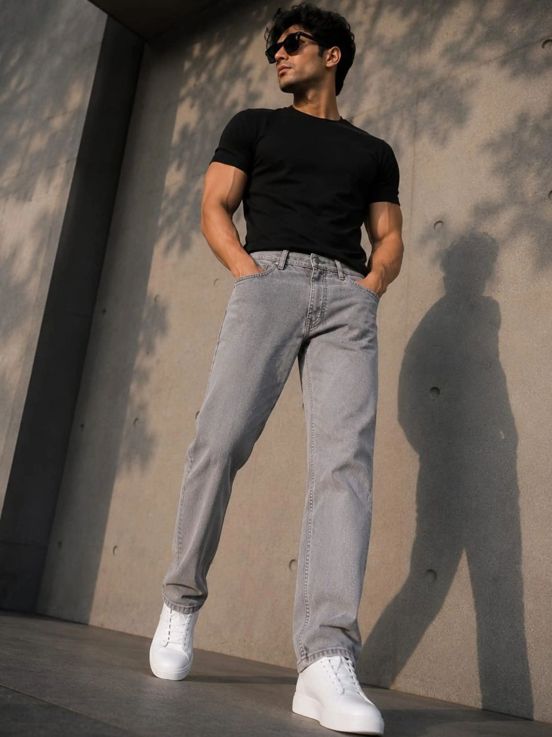 BREXX Men Comfort Straight Fit Mid-Rise Light Fade Stretchable Jeans