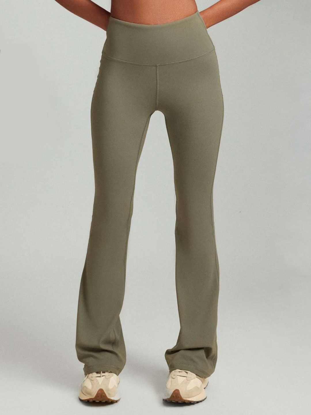 Women Flared Training Joggers Mile Collective Olive OnTheGo Flare Pants