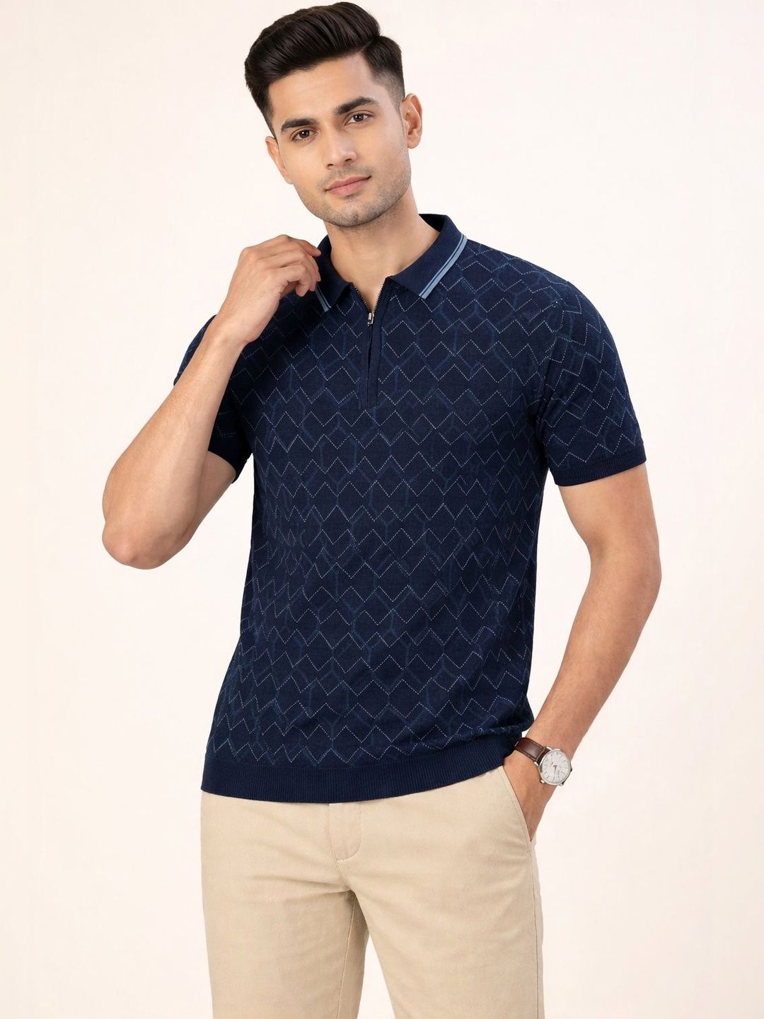The Roadster Lifestyle Co Printed Polo Collar Tshirts