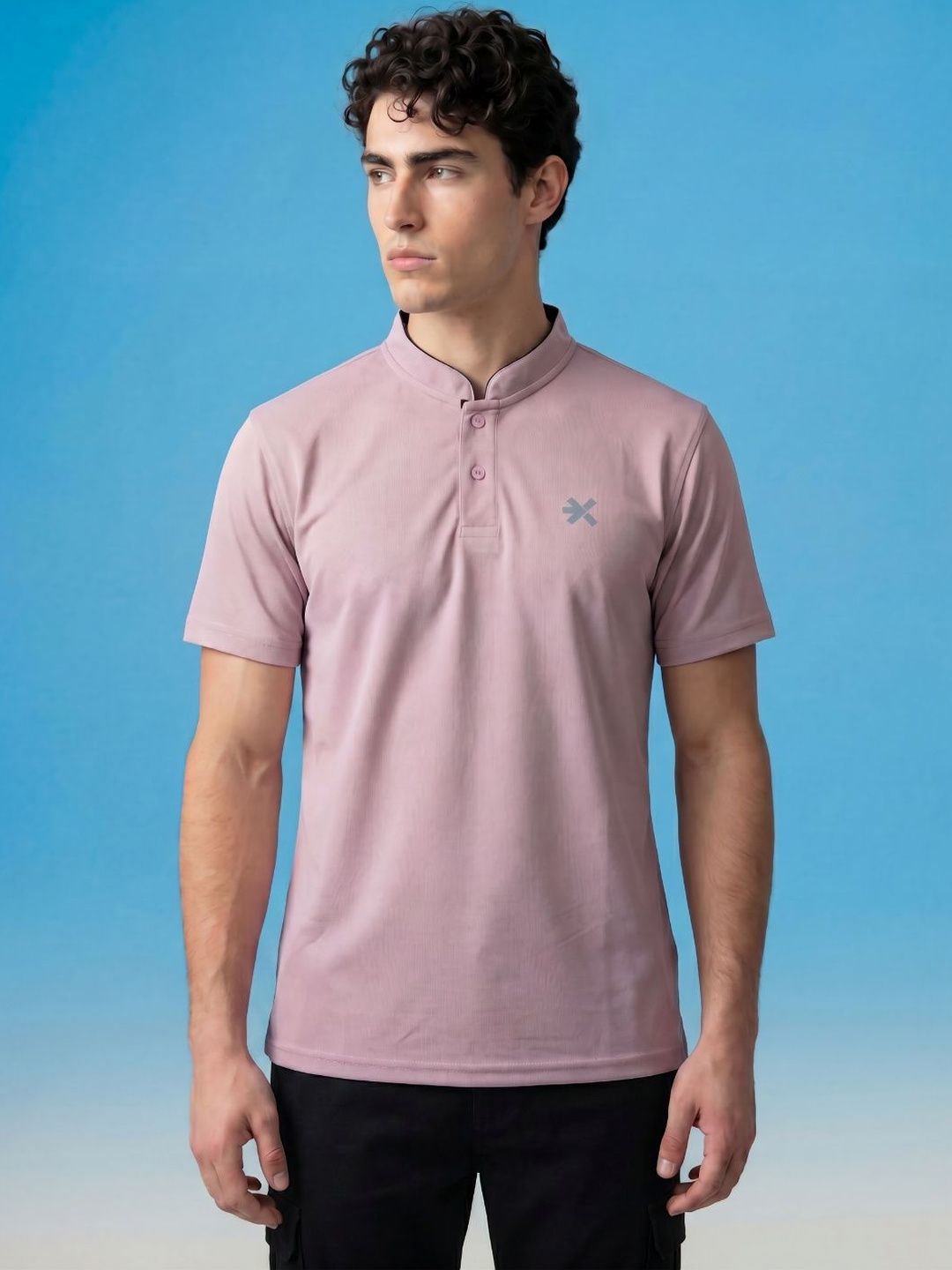HRX by Hrithik Roshan Men Mandarin Collar Slim Fit T-shirt