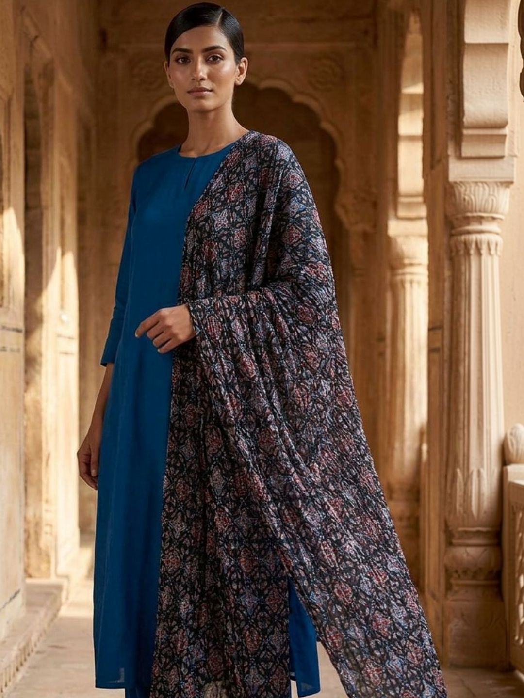 Dupatta Bazaar Ethnic Motifs Printed Kalamkari Dupatta