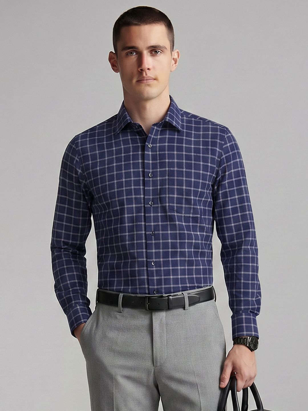 Van Heusen Slim Fit Checked Pure Cotton Formal Shirt