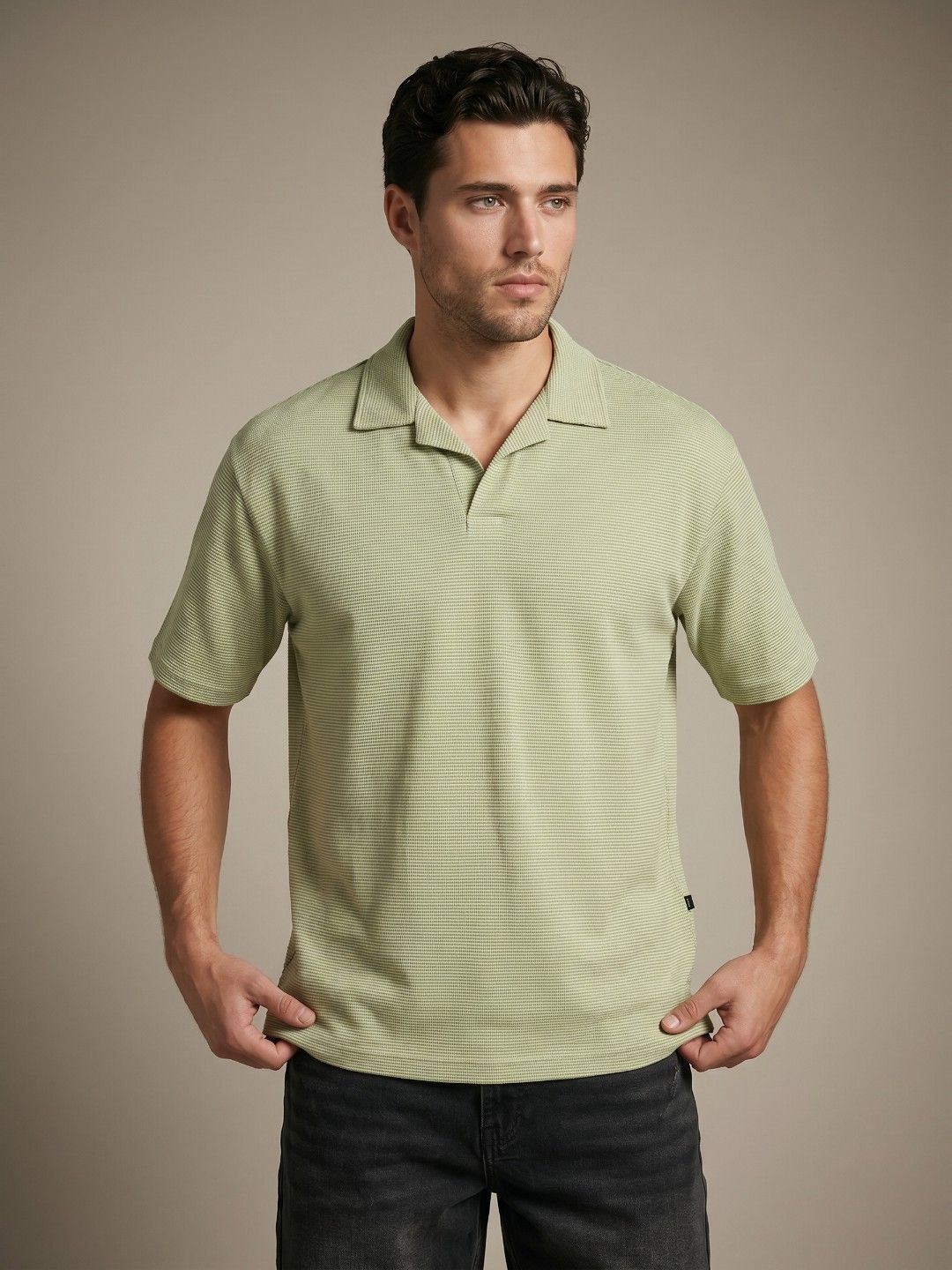 glitchez Polo Collar Drop-Shoulder Sleeves T-shirt