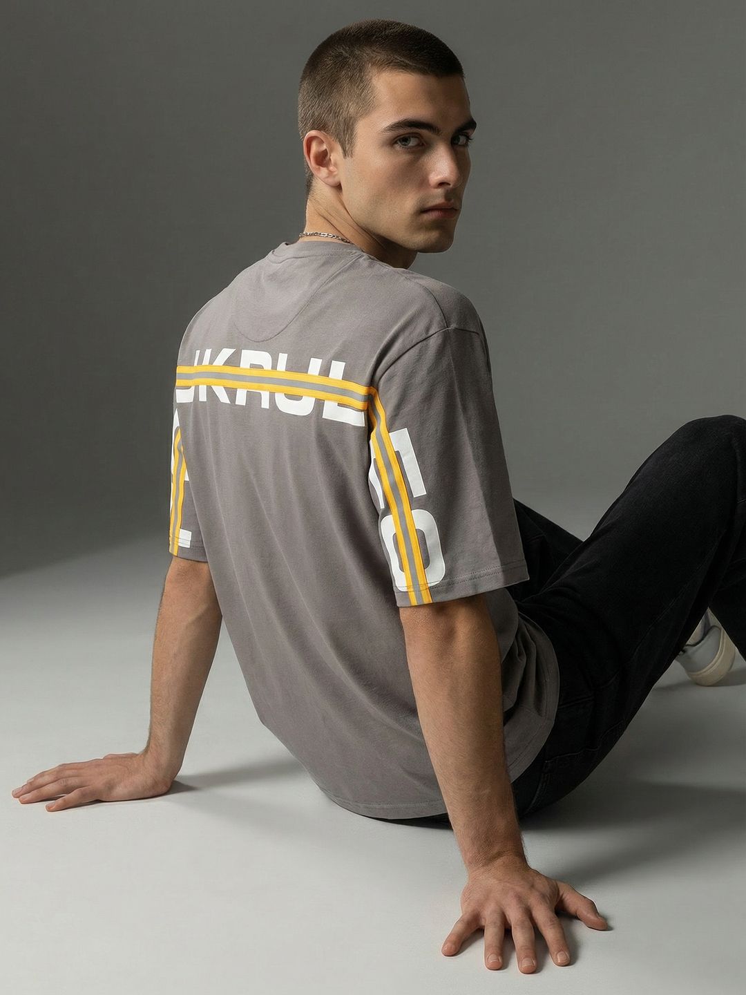 FCUK =Brand Logo Printed Drop-Shoulder Sleeves Oversized Pure Cotton T-shirt