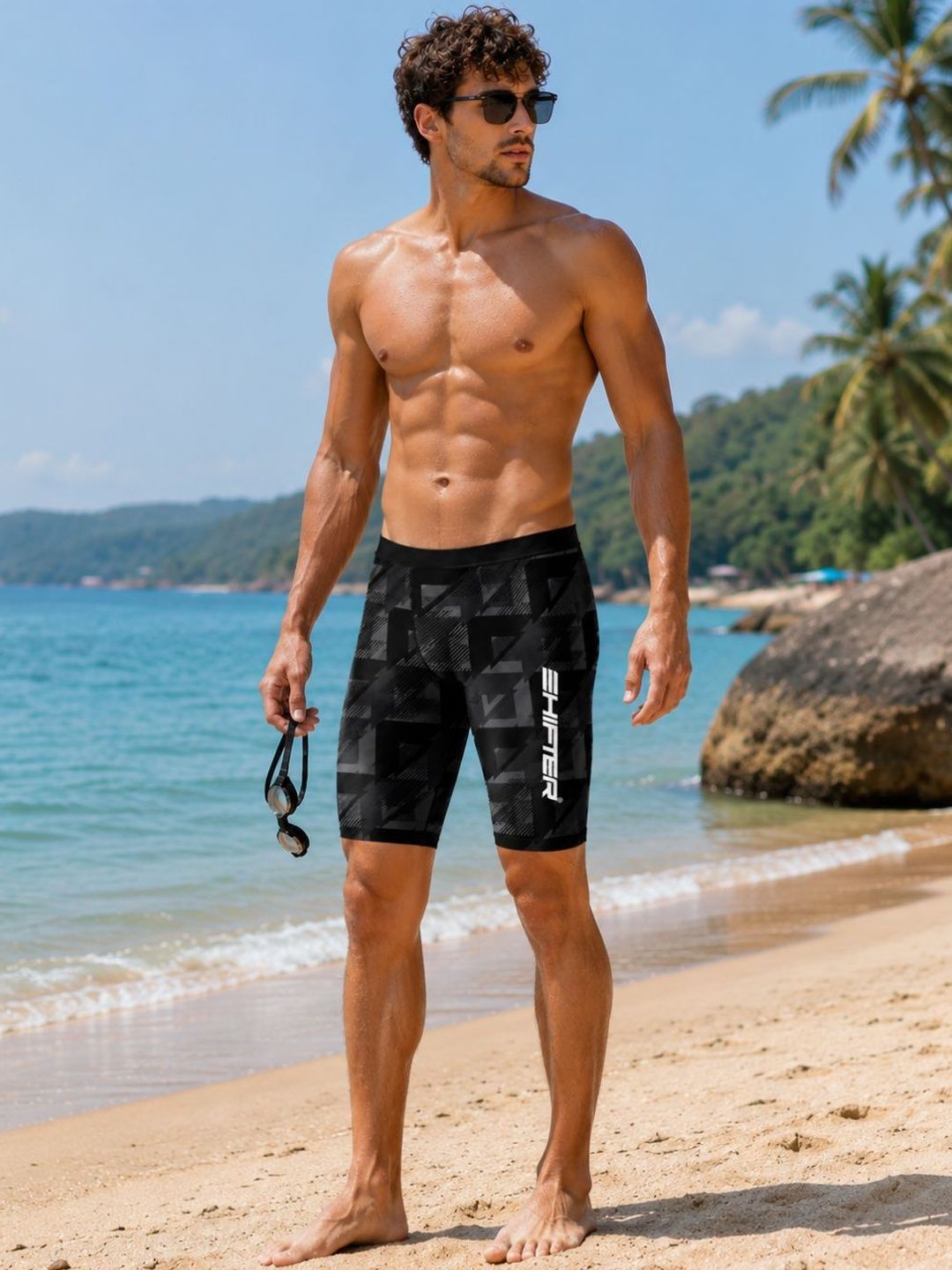 SHIFTER Men Printed Quick-Dry Light-Weight Swimming Shorts