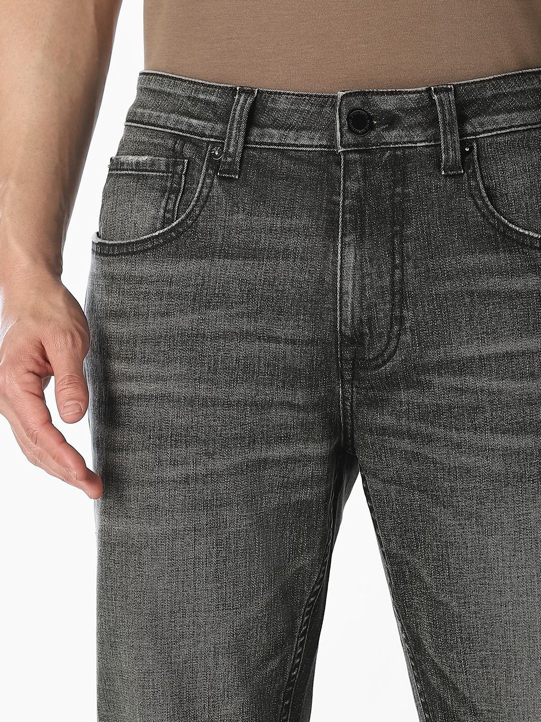 Bootcut High-Rise Mildly Distressed Light Fade Stretchable Jeans