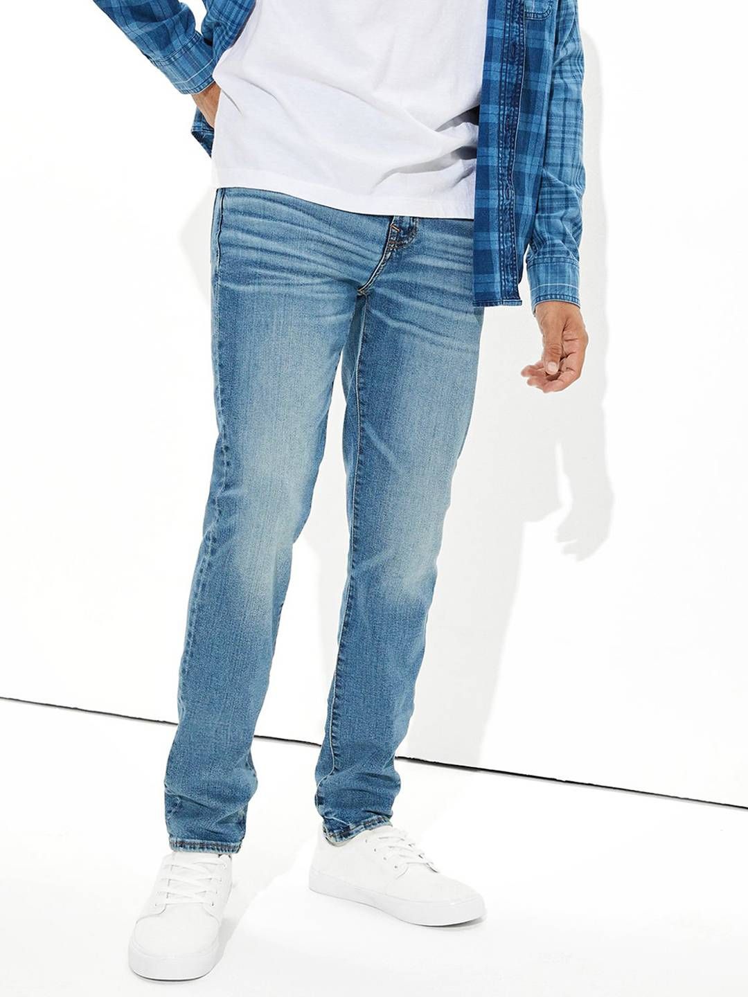 AMERICAN EAGLE OUTFITTERS Men Blue AirFlex+ Skinny Jeans