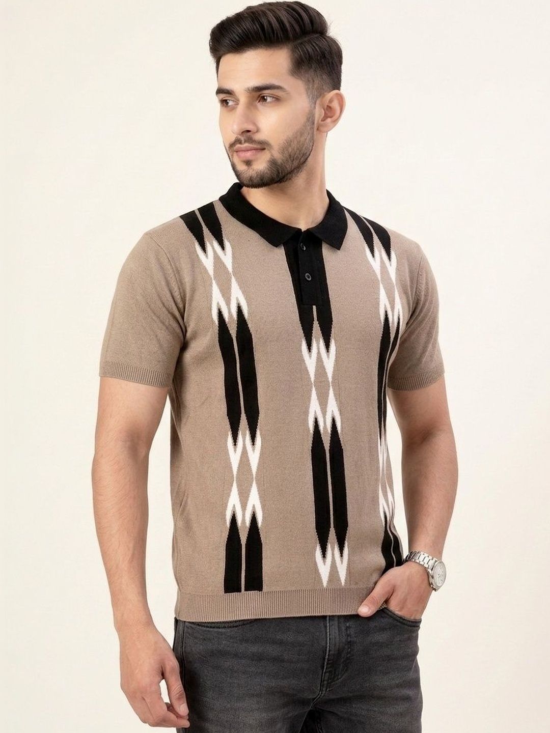 The Roadster Lifestyle Co Printed Polo Collar Tshirts