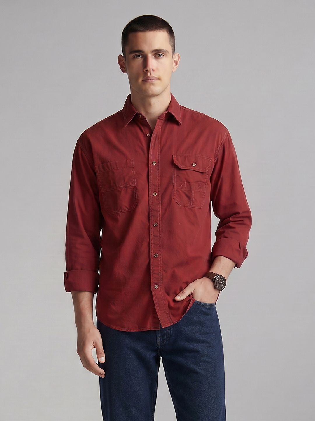 Pure Cotton Casual Shirt Allen Solly Spread Collar Pure Cotton Casual Shirt