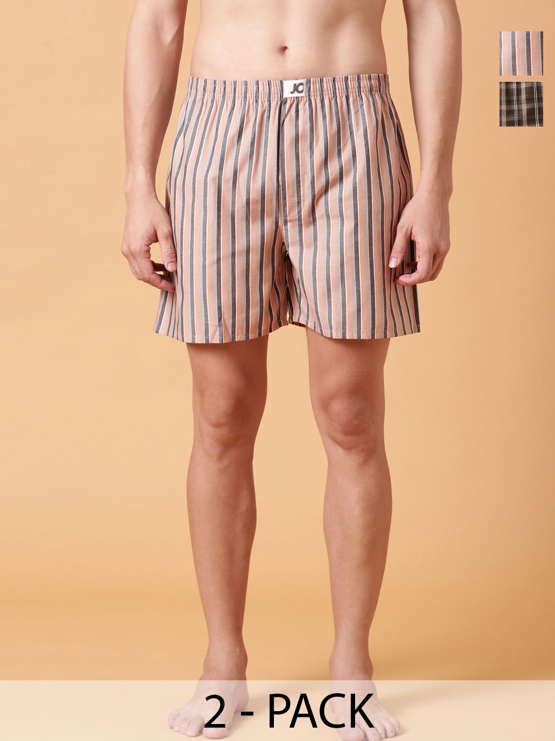 JOVEN Pack Of 2 Printed Pure Cotton Boxers-JB2C032
