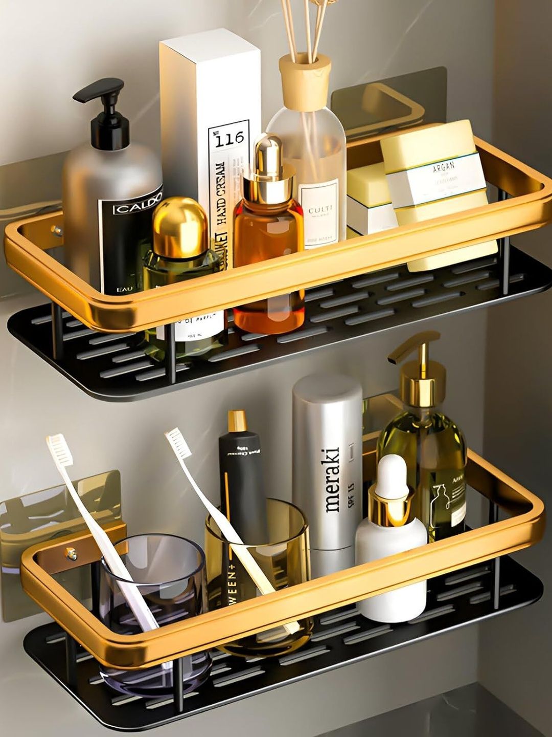 VRPRIME Gold-Toned & Black 2 piece Textured Stainless Steel