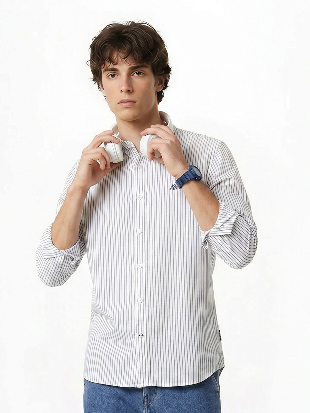 Aeropostale Striped Cotton Linen Casual Shirt