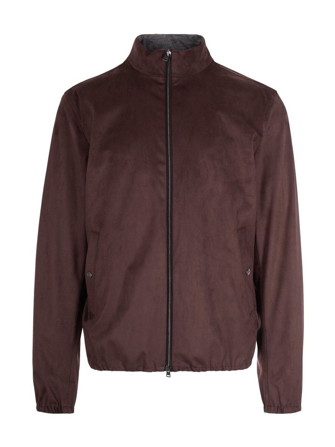 Herno Men Brown Solid Mock Collar Jacket