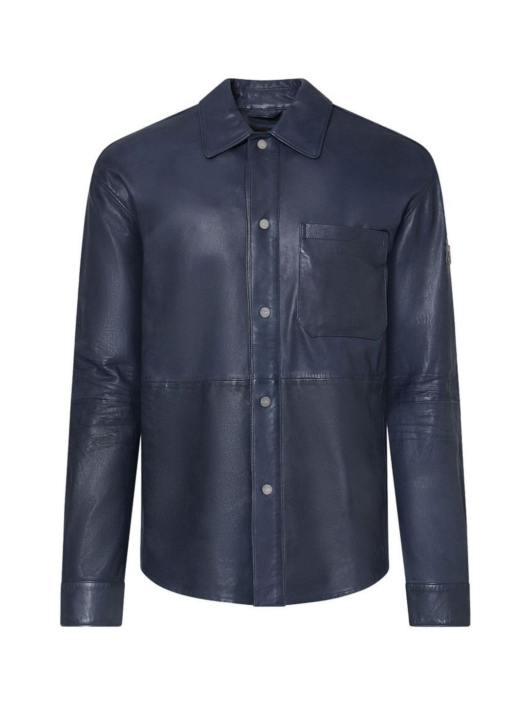 Peuterey Men Navy Blue Solid Shirt Collar Jacket