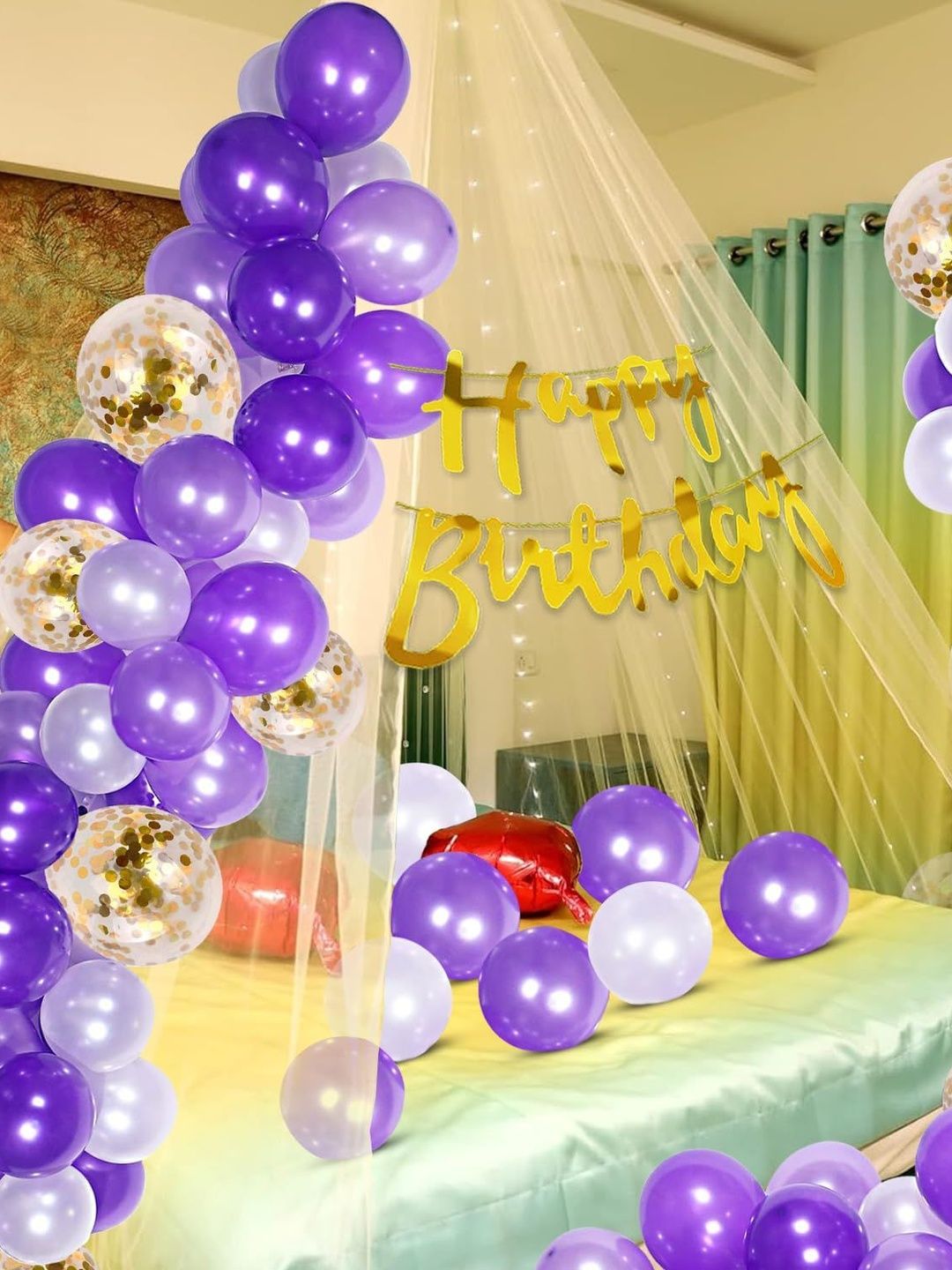 ZYOZI Purple & White Birthday Cabana Tent Party Decorations