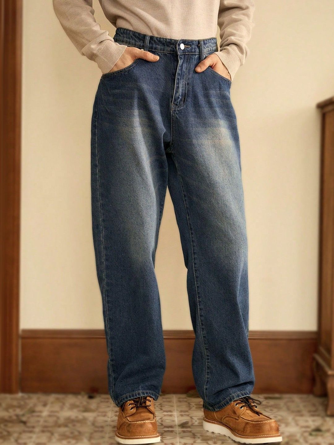 PINKLIT Men Straight Fit Mid-Rise Light Fade Jeans