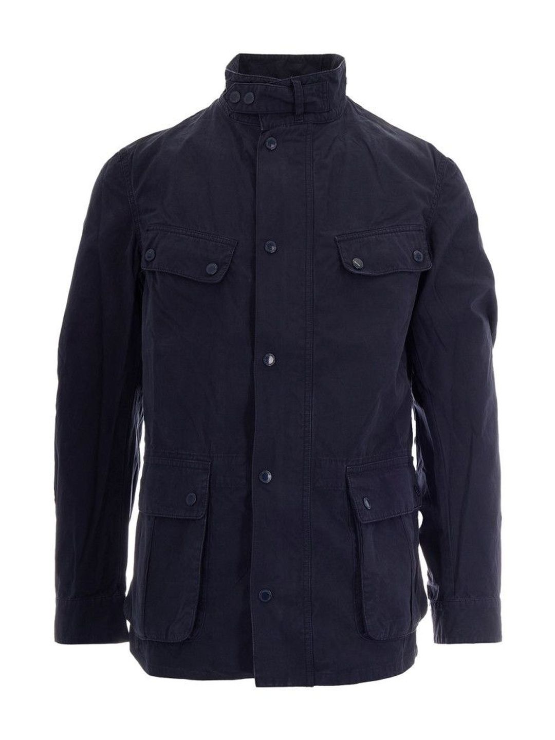 Barbour Men Navy Blue Solid Mandarin Collar Jacket