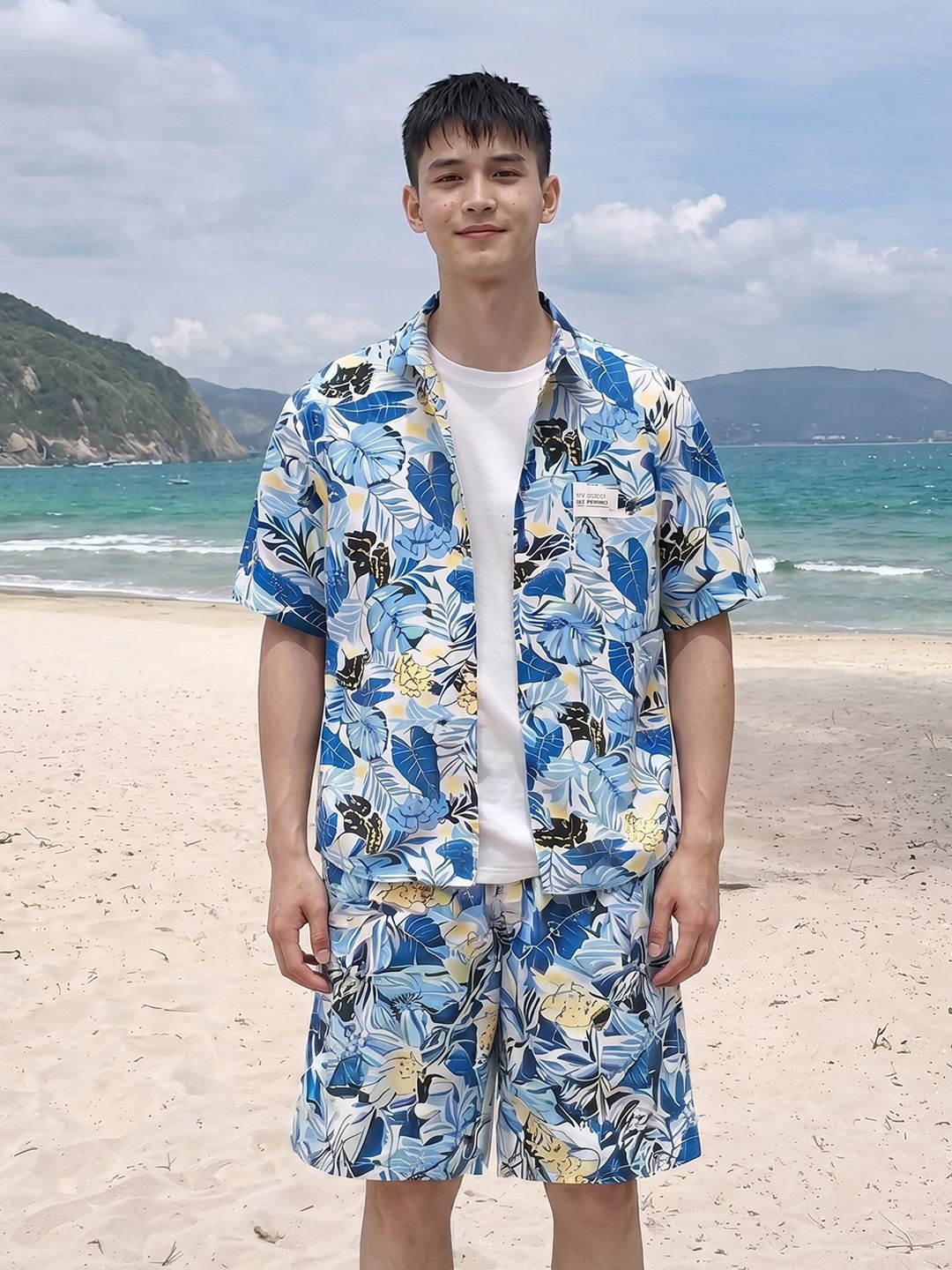 StyleCast x Revolte StyleCast x Revolte Printed Shirt Collar Shirt With Shorts