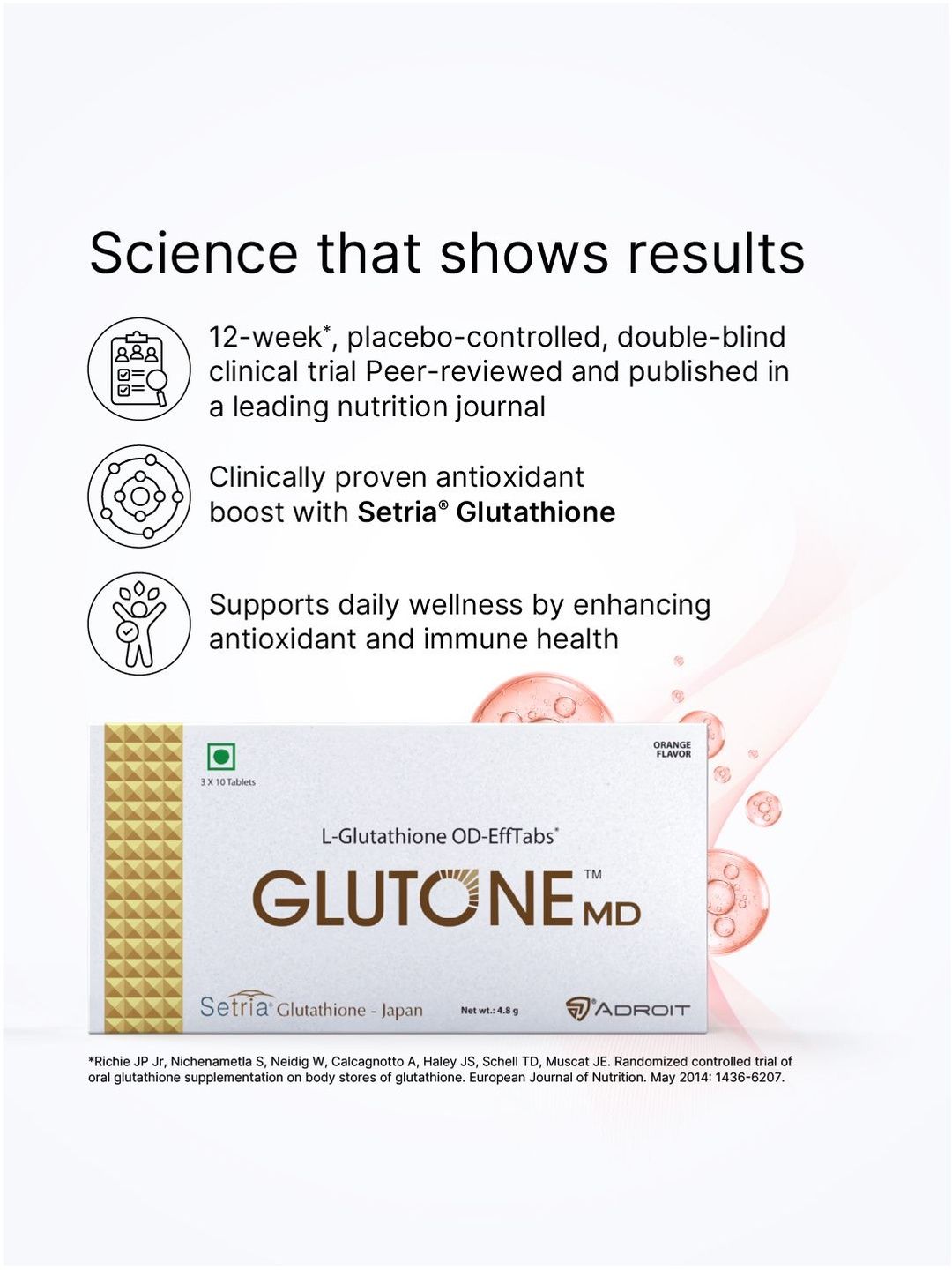 Buy GLUTONE MD Orange Flavoured Glutathione Mouth-Dissolving Tablets - 30  Tablets - Skin Supplements for Unisex 31225095 | Myntra