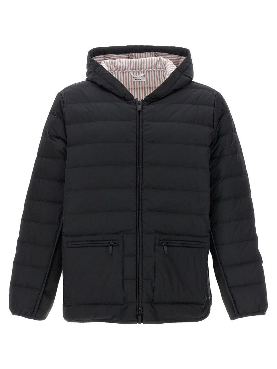 Thom Browne Grey 4 Bar Hooded Puffer Jacket