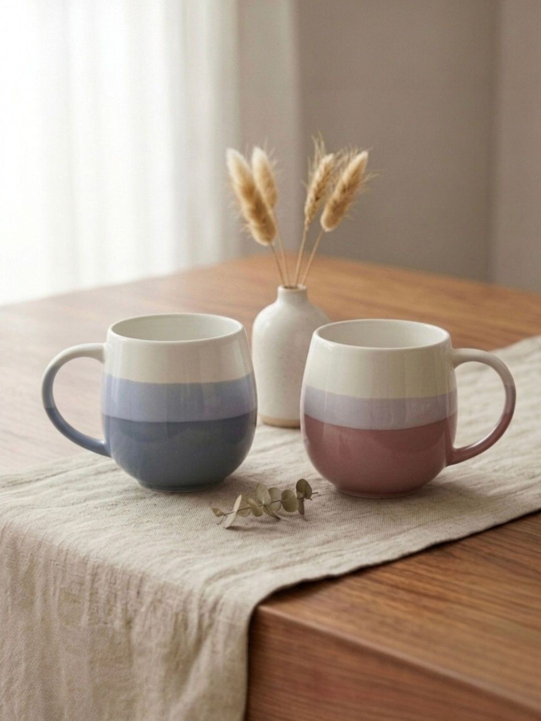 U & U Unique Utilities Purple & Grey 2 Pcs Large Ceramic Glossy Coffee Mugs- 450 ml each