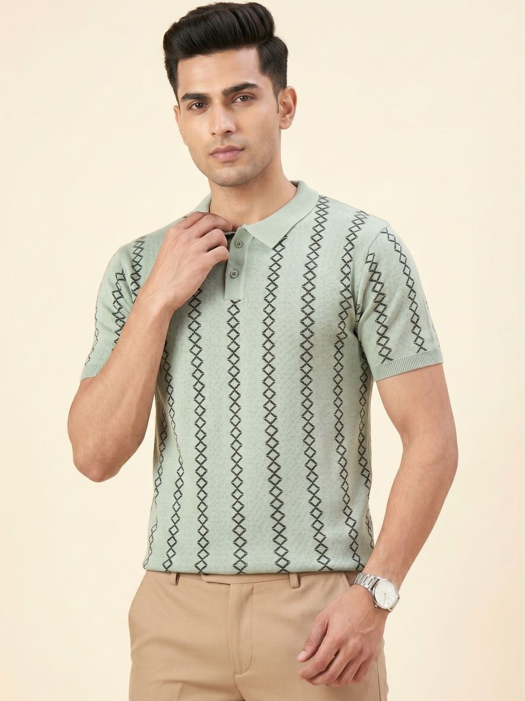 The Roadster Lifestyle Co Printed  Polo Collar Tshirts