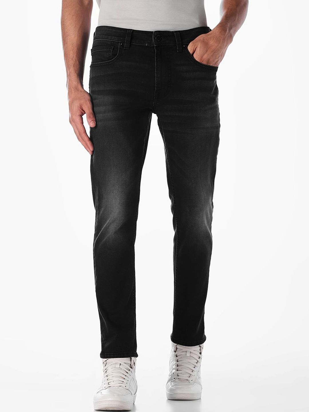 Slim Fit Mid-Rise Light Fade Stretchable Jeans