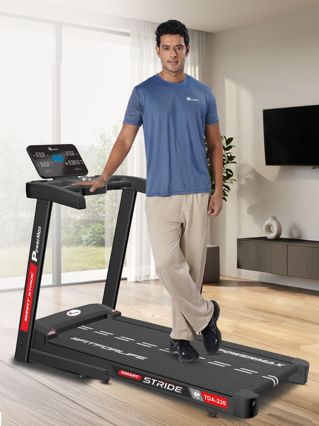 PowerMax Fitness PowerMax Fitness TDA-230 Motorised Foldable Treadmill 4HP Peak DC Motor Auto Incline