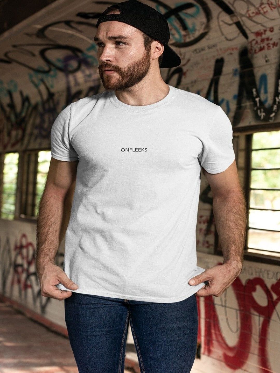 Onfleeks Men Typography Printed Pure Cotton T-shirt