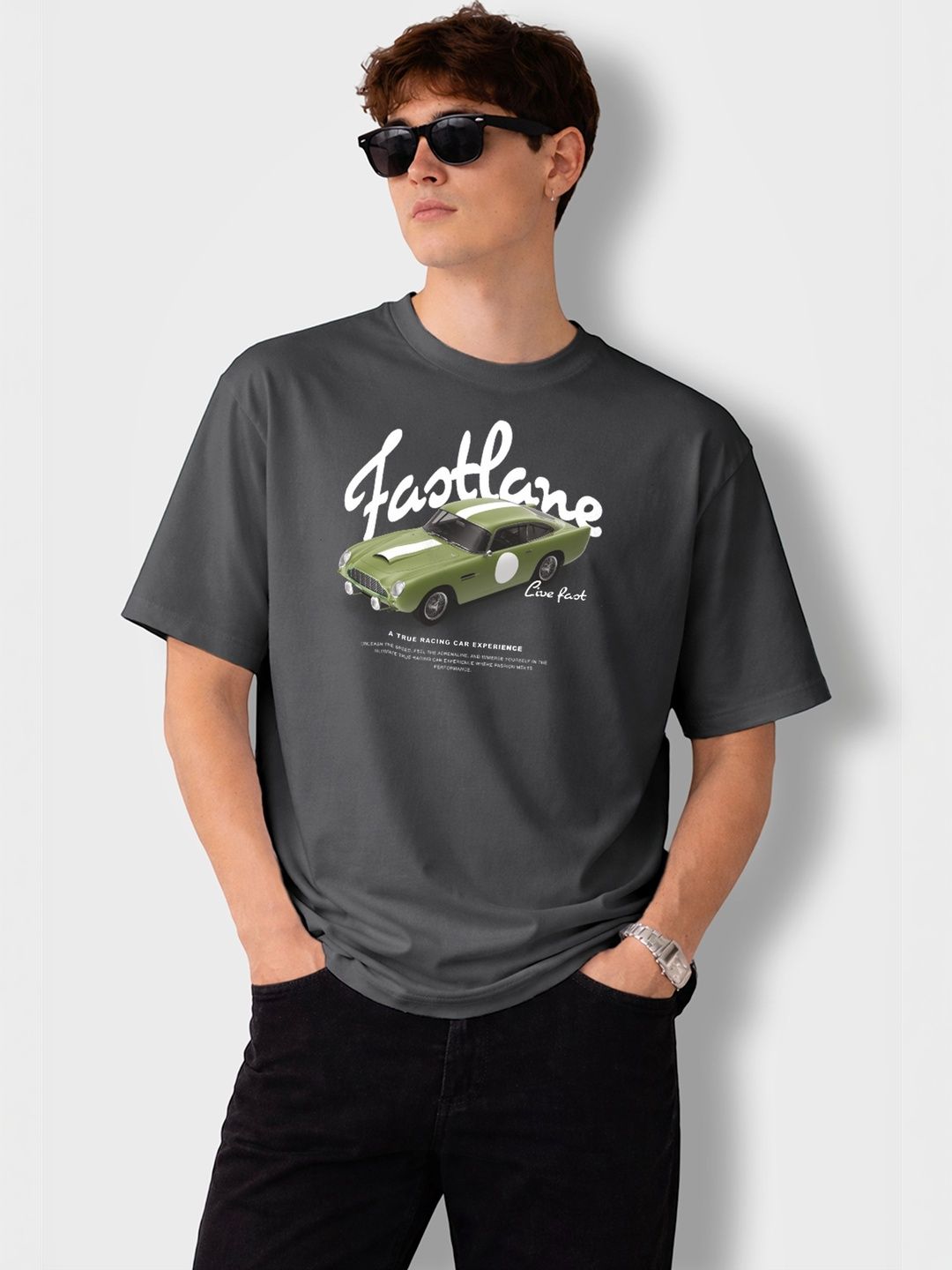 The Roadster Lifestyle Co Printed Cotton Round Neck Oversized Tshirt