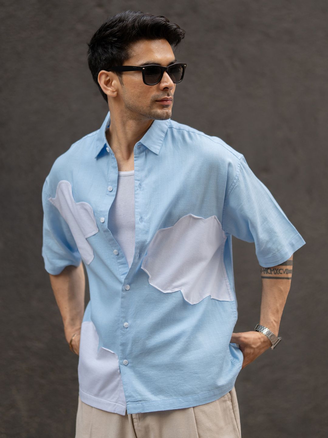 Powerlook Men Spread Collar Regular Sleeves Oversized Shirt