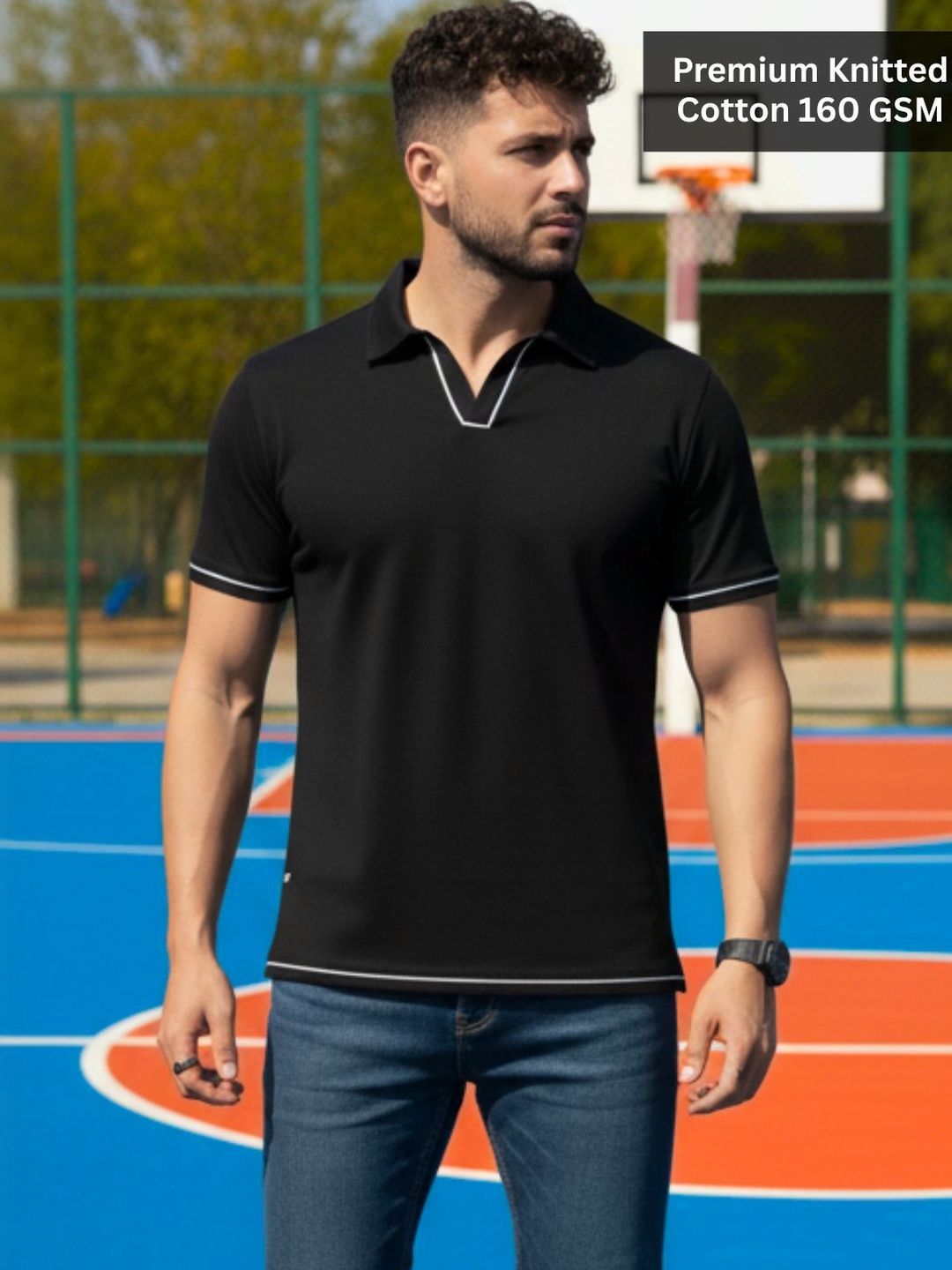 HERE&NOW Men Polo Collar T-shirt