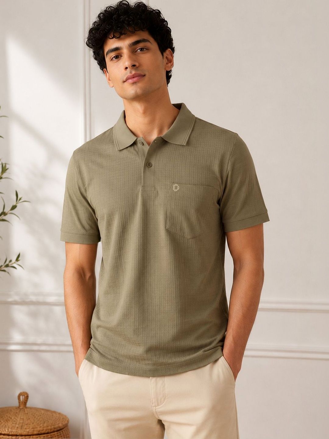Dollar Men Polo Collar Pockets T-shirt