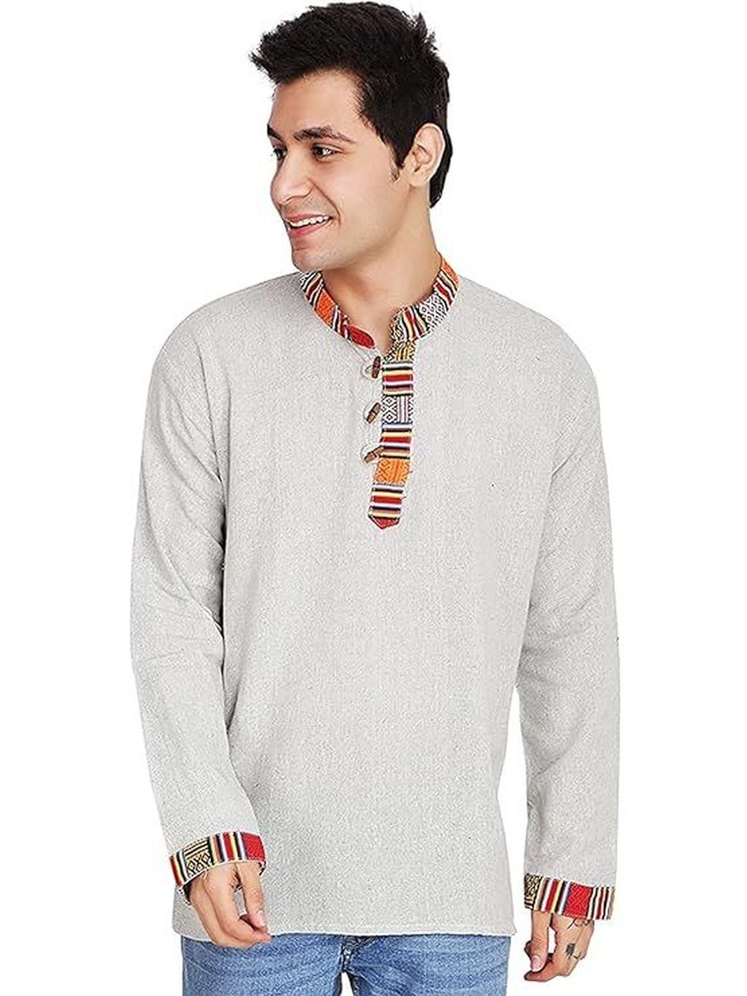 UKAL Men Ethnic Motifs Indie Prints Khadi Handloom Kurta