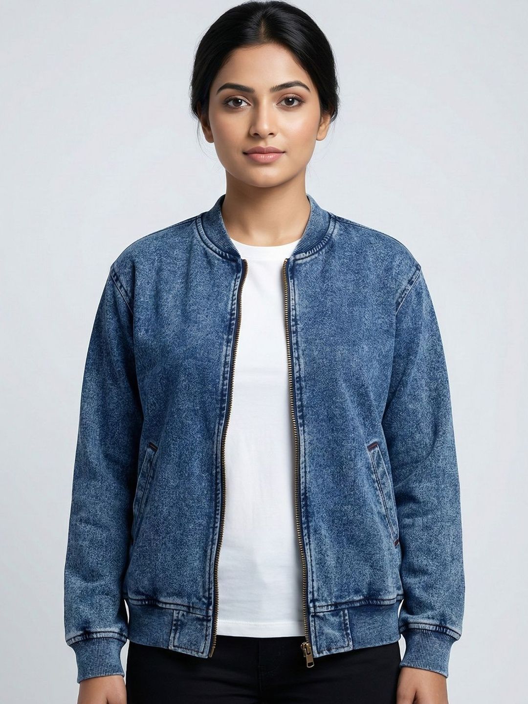 Autumn Hues Women Washed Bomber Jacket