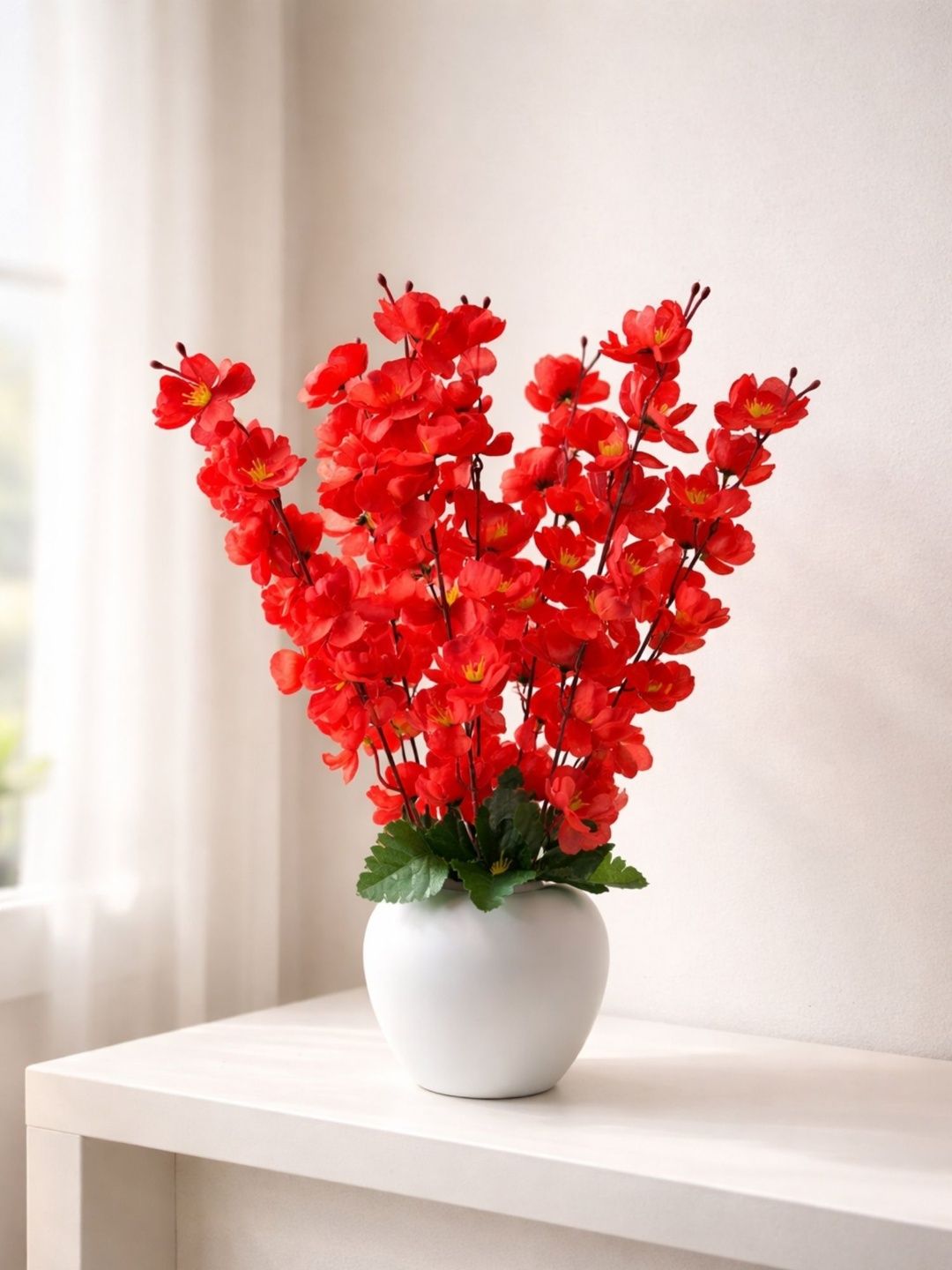 ARTIER ARTIER Red 1 Pieces Cherry Blossom Artificial Flower With Pot