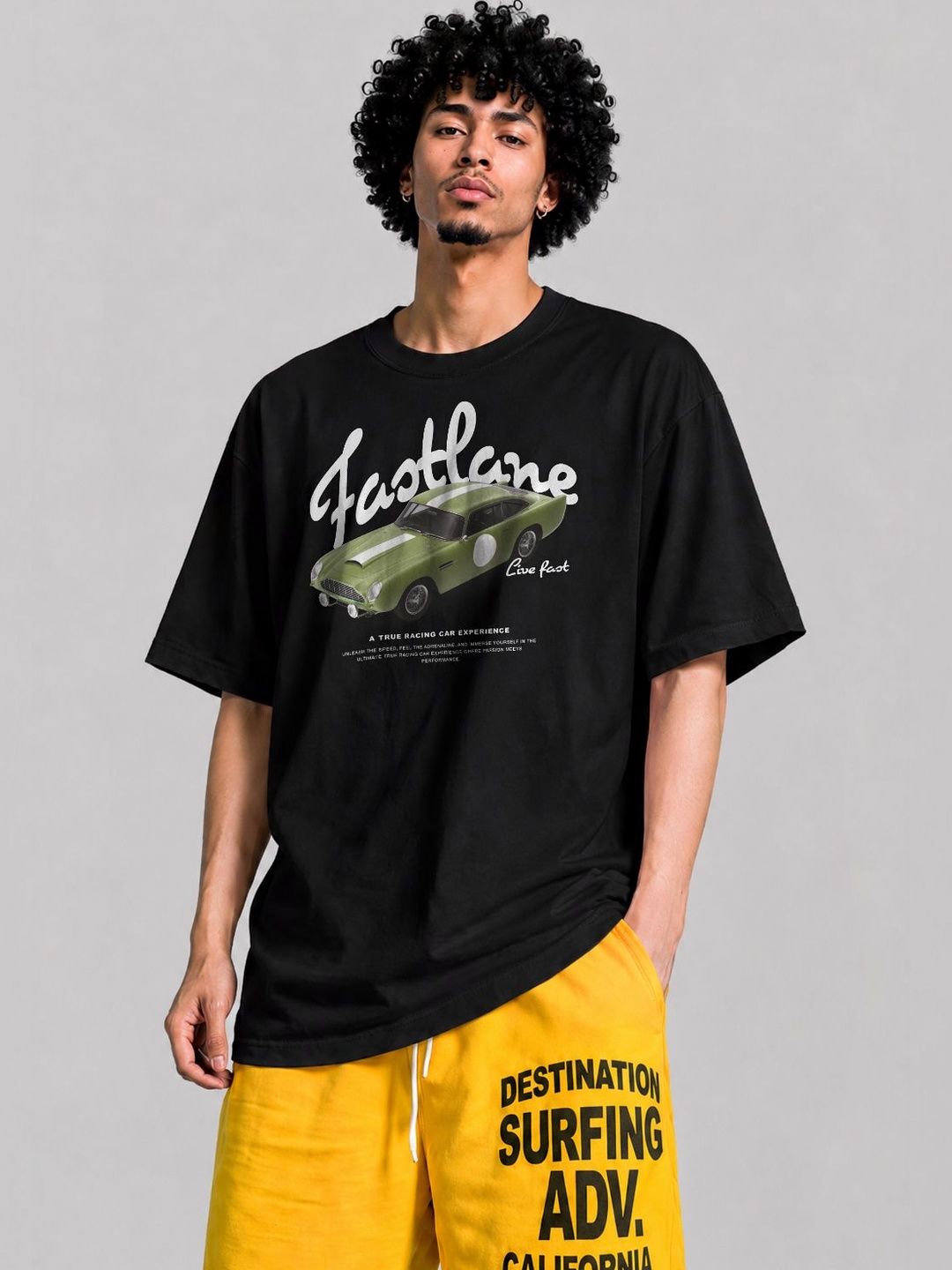 The Roadster Lifestyle Co Printed Cotton Round Neck Oversized Tshirt