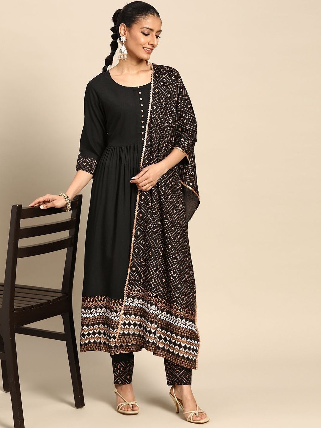 Gerua By Libas Gerua By Libas Women Ethnic Motifs Printed Empire Kurta with Trousers & With Dupatta
