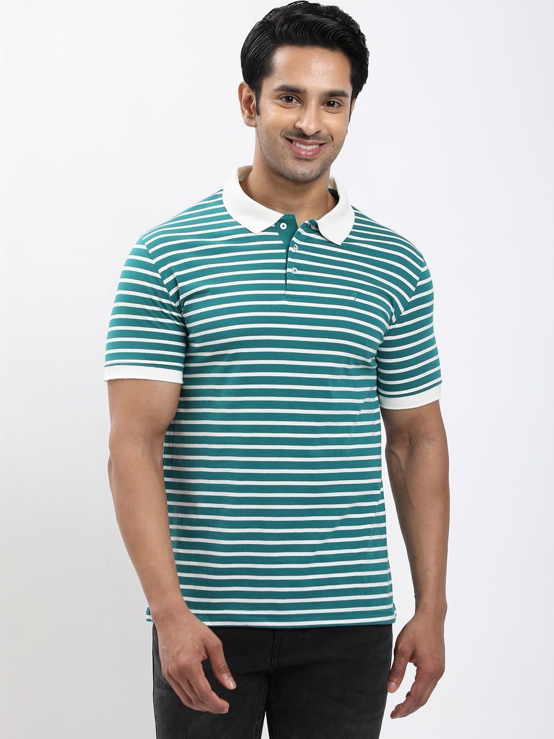 Indian Terrain Striped Pure Cotton T-shirt