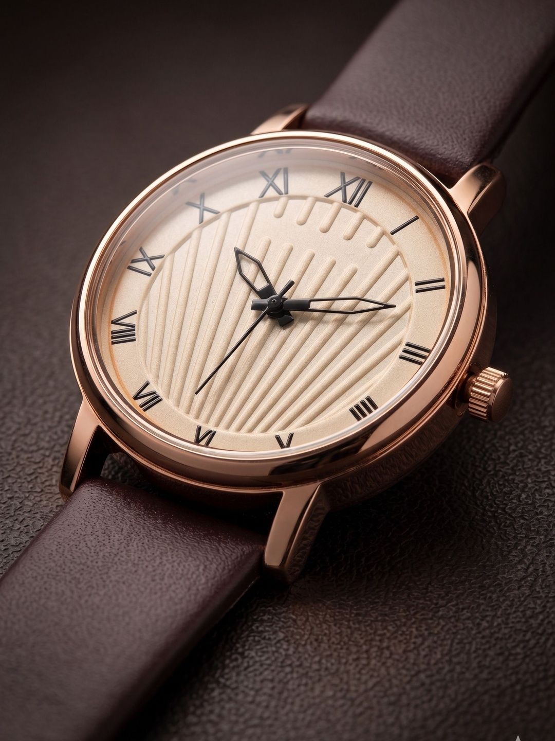 VIRAKTI Women Brass Dial & Leather Straps Analogue Watch F-06-MAROON VIR