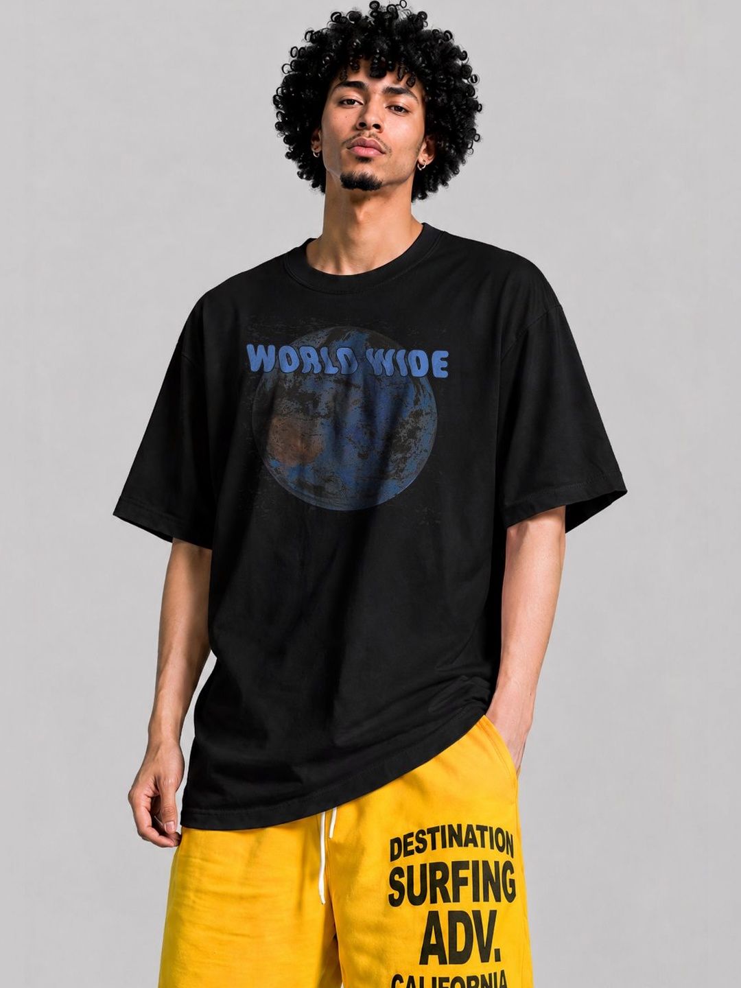 The Roadster Lifestyle Co Printed Cotton Round Neck Oversized Tshirt
