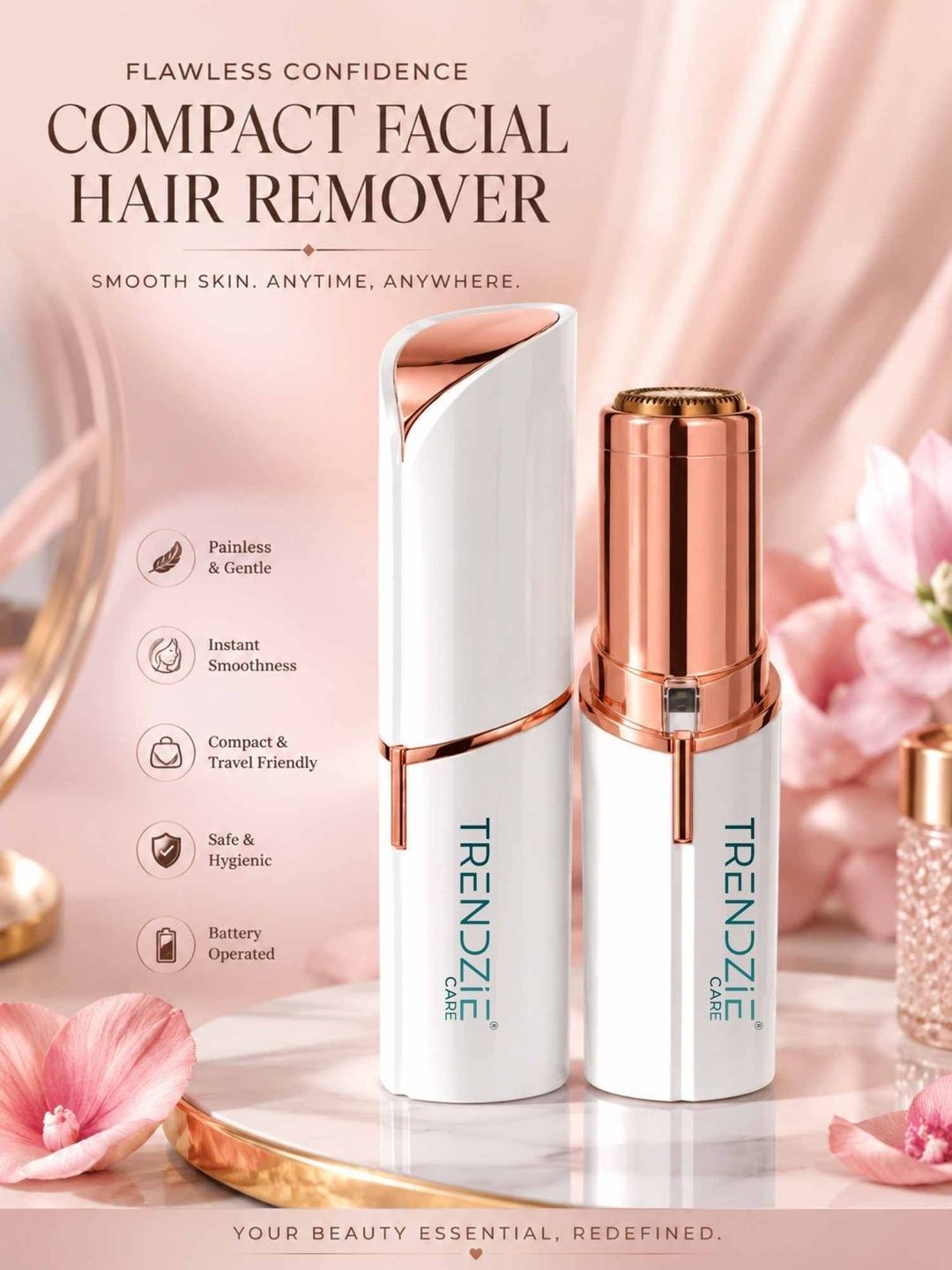 TRENDZIE SKIN CARE Multipurpose Facial Hair Removing Portable Painless Trimmer