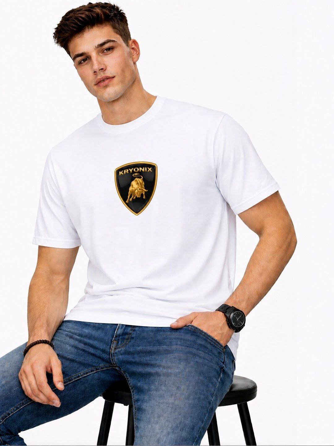 KRYONIX Men Brand Logo Printed T-shirt
