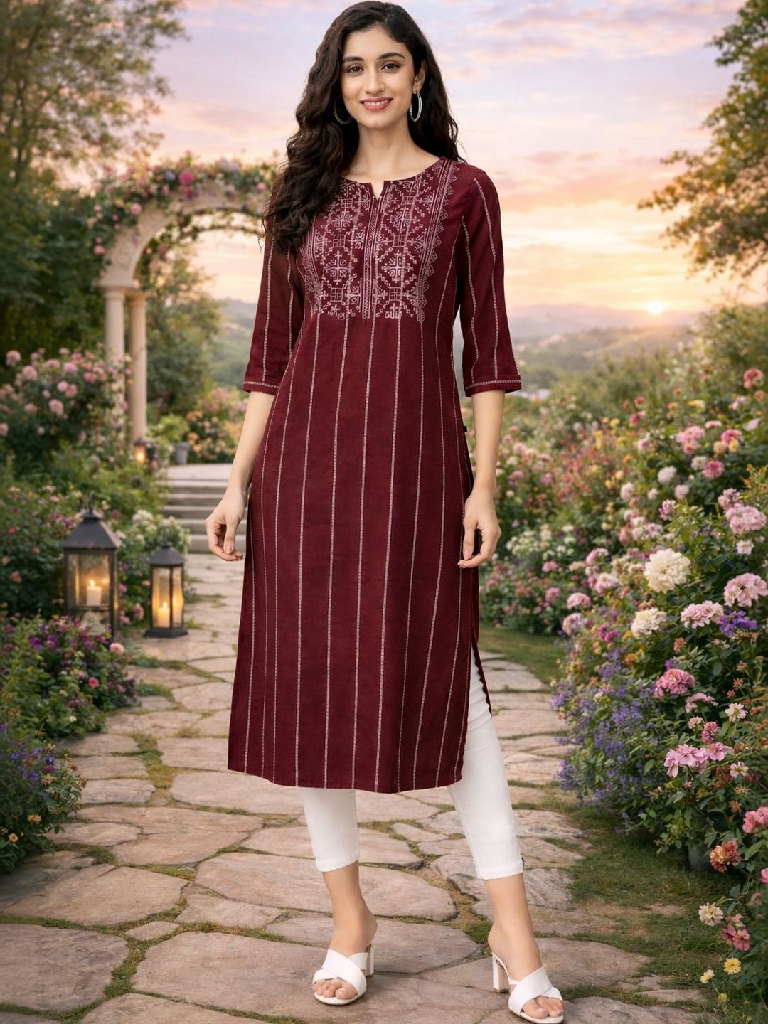Samhitas Printed Thread Work Pure Cotton Thread Work Kurti
