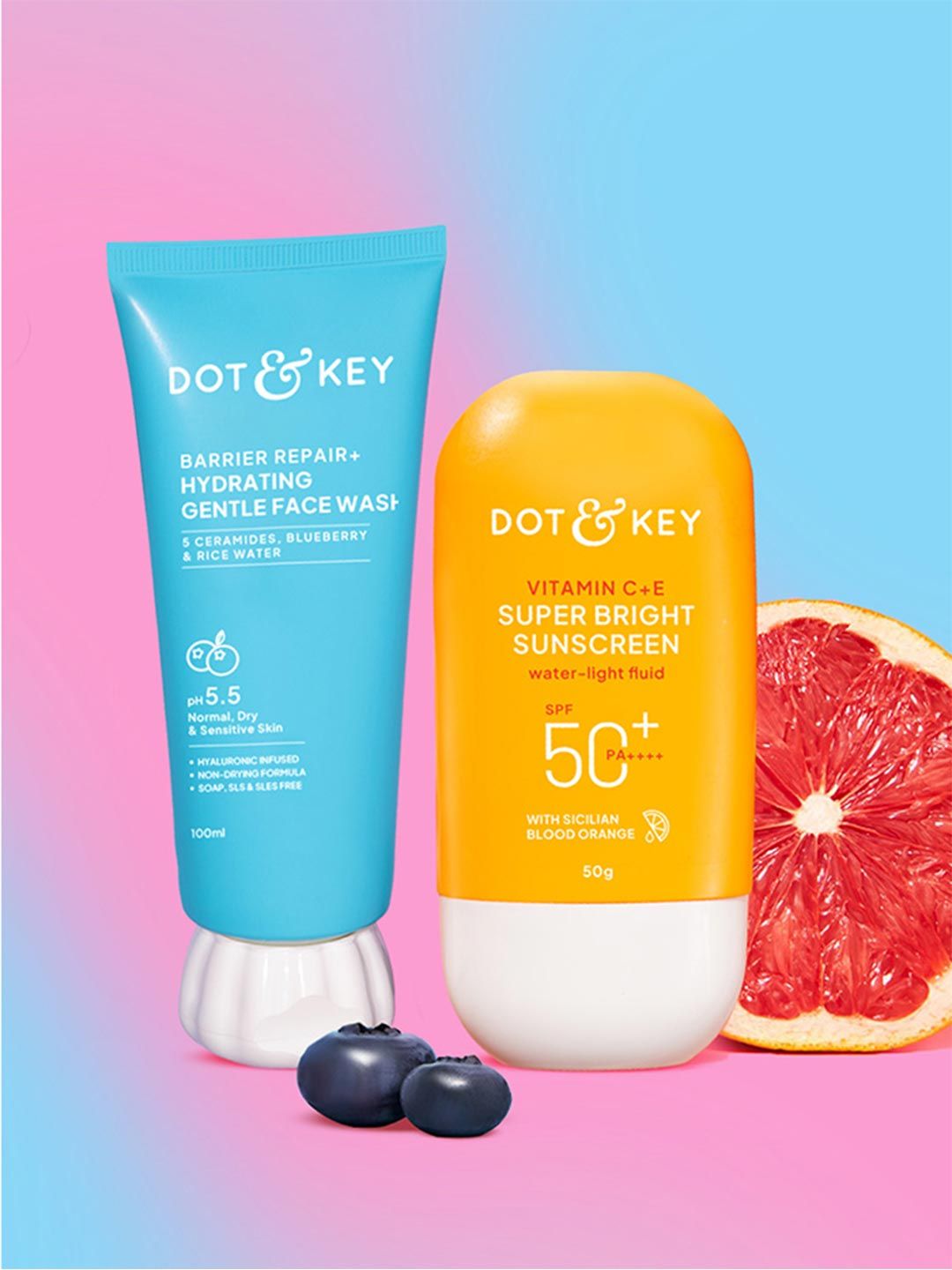 DOT & KEY DOT & KEY Set of Hydrating Gentle Face Wash - 100ml + Vitamin C + E Sunscreen 50 g